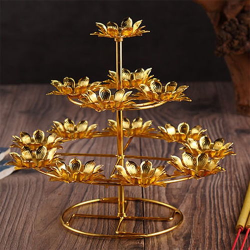 酥油灯座佛具佛教佛堂七星用品油灯108盏莲花佛供灯架长明蜡烛台