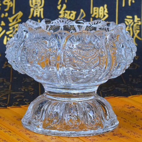 七彩莲花酥油灯座八吉祥带脚家用供佛琉璃灯座佛前佛具用品蜡烛台