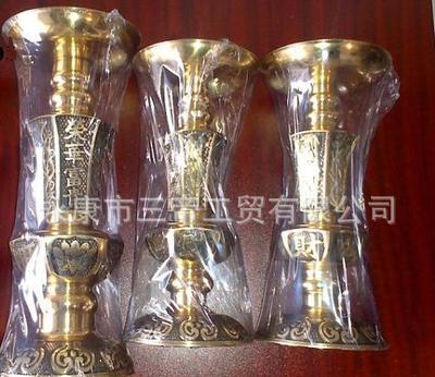铸造加工铜蜡烛台,纯铜酥油灯座,纯铜旺财烛台,佛教用品,福喜
