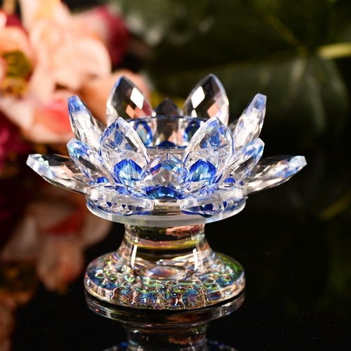 水晶七彩莲花烛台供佛酥油灯座供灯蜡烛台七星烛台摆件佛灯长明灯